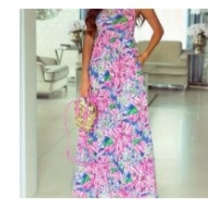 Pink Floral Maxi Dress